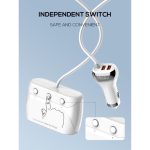 LDNIO C504 Socket Splitter Super Car Charger 160W 3 Lighter Sockets of Independent Switch & 4 USB Ports - Image 4